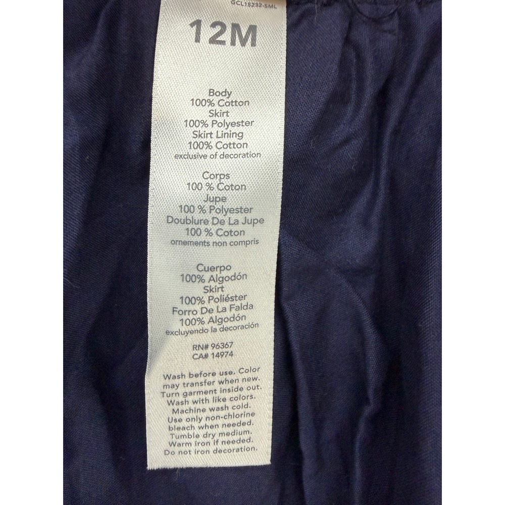 OshKosh Bgosh Vestback Baby Girls Denim Tulle Heart Dress Navy Blue Gold 12M - Picture 6 of 7